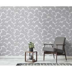 Larson Leaf Wallpaper Fine DÃ©cor Grey Silver Textured Vinyl Metallic