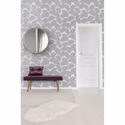 Larson Leaf Wallpaper Fine DÃ©cor Grey Silver Textured Vinyl Metallic