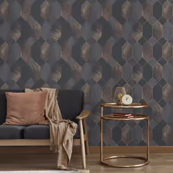 Fine Decor Miami Troprical Geo Charcoal Wallpaper FD42833