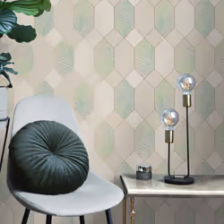 Fine Decor Miami Troprical Geo Natural Green Wallpaper FD42834
