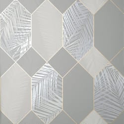 Fine Decor Miami Troprical Geo Grey Wallpaper FD42835