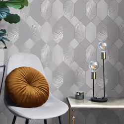 Fine Decor Miami Troprical Geo Grey Wallpaper FD42835
