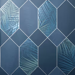 Fine Decor Miami Troprical Geo Navy Silver Wallpaper FD42837