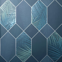 Fine Decor Miami Troprical Geo Navy Silver Wallpaper FD42837