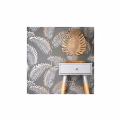 Fine Decor Cascade Leaf Grey Gold Wallpaper FD42839