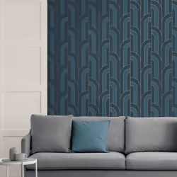 Fine Decor Cascade Arch Navy Gold Wallpaper FD42845