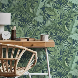 Fine Decor Maui Navy Wallpaper FD42851