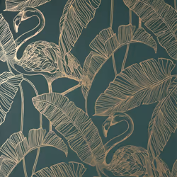 Fine Decor Flamingo Emerald Wallpaper FD42946