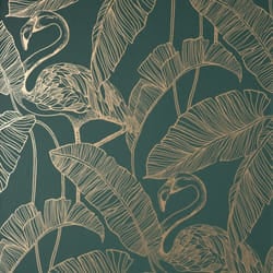 Fine Decor Flamingo Emerald Wallpaper FD42946