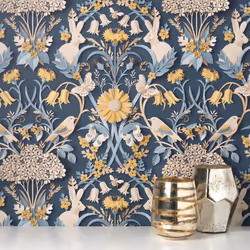 Fine Decor Woodland Navy Wallpaper FD42950