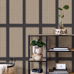 Fine Decor Cane Panel Black Wallpaper FD42998