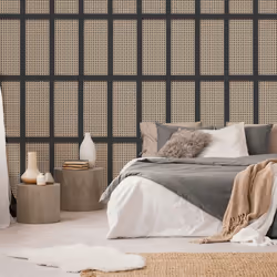 Fine Decor Cane Panel Black Wallpaper FD42998