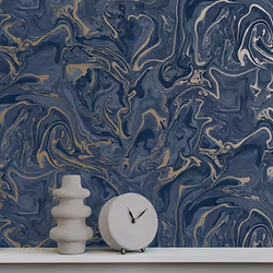 Fine Decor Marble Navy Blue Wallpaper FD43055