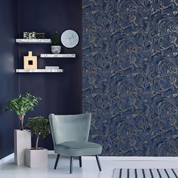 Fine Decor Marble Navy Blue Wallpaper FD43055