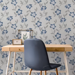 Fine Decor Larson Floral Navy Silver Wallpaper FD43067