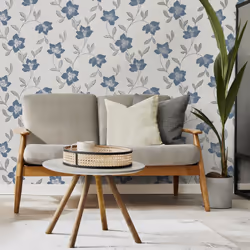 Fine Decor Larson Floral Navy Silver Wallpaper FD43067