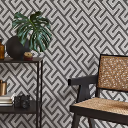 Fine Decor Larson Geo Charcoal Wallpaper FD43069