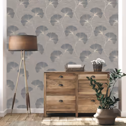 Fine Decor Miya Ginko Grey Wallpaper FD43149
