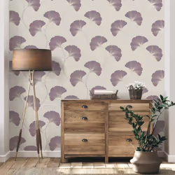 Fine Decor Miya Ginko Plum Wallpaper FD43150