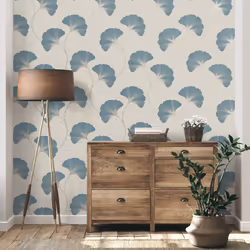 Fine Decor Miya Ginko Teal Wallpaper FD43151