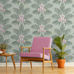 Fine Decor Bali Tropical Floral Sage Wallpaper FD43278
