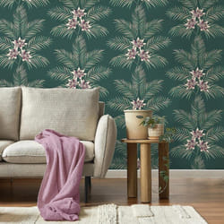Fine Decor Bali Tropical Floral Emerald Wallpaper FD43279