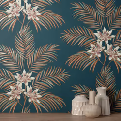 Fine Decor Bali Tropical Floral Peacock Wallpaper FD43280