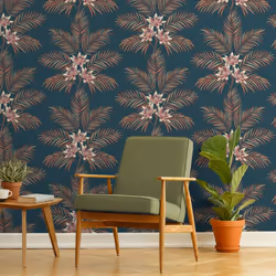 Fine Decor Bali Tropical Floral Peacock Wallpaper FD43280