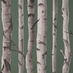Fine Decor Birch Trees Dark Green Wallpaper Modern Contemporary Paste The Wall