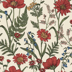 Fine Decor Wild Meadow Red Wallpaper FD43335