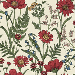Fine Decor Wild Meadow Red Wallpaper FD43335
