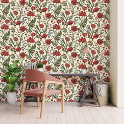 Fine Decor Wild Meadow Red Wallpaper FD43335