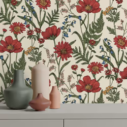 Fine Decor Wild Meadow Red Wallpaper FD43335 - Additional view 6