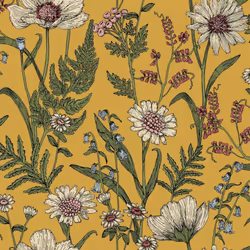 Fine Decor Wild Meadow Mustard Wallpaper FD43336