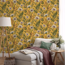 Fine Decor Wild Meadow Mustard Wallpaper FD43336