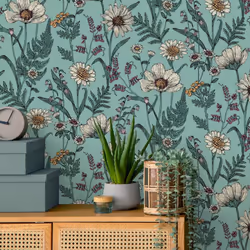 Fine Decor Wild Meadow Blue Wallpaper FD43338 - Additional view 5