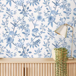 Fine Decor Eleanor Blue Wallpaper FD43447