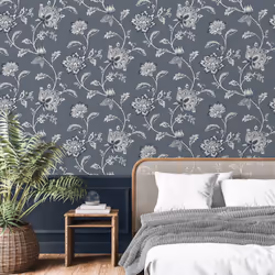Fine Decor Juliette Floral Blue Wallpaper FD43453