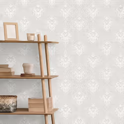 Vymura Florentine Damask White Wallpaper M95657