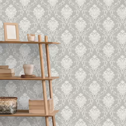 Vymura Florentine Damask Grey Wallpaper M95659