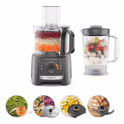Kenwood MultiPro Compact FDP31.170GY Food Processor & Blender, 2.1 L, Grey, Rotary, 1.2 L, Plastic, Plastic