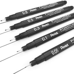 Pentel S20P Pointliner Pigment Pens - 1 of Each Size - Pack of 5 - Eco Packaging