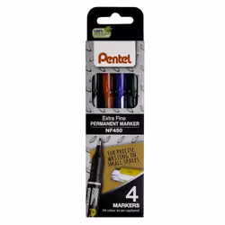 Pentel PERM MARKER FINE AST PK4