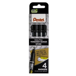 Pentel PERM MARKER FINE BLK PK4