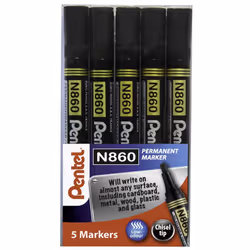 Pentel CHISEL TIP MARKER BLK PK5