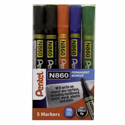 Pentel CHISEL TIP MARKER ASTD PK5
