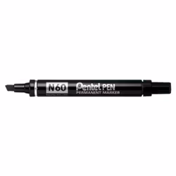 Pentel N60 Permanent Marker Chisel Tip Max.6mm Line Black Ref N60-A [Pack of 12]
