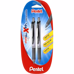 Pentel XBL77/2-A EnerGel Xm Retractable Gel Pen - Black (Pack of 2)