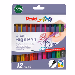 Pentel Brush Sign Pen - Fresh Shades 12pc Wallet