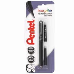 Pentel XGFKP/FP10-A Brush Pen and Two Refills Black Ink